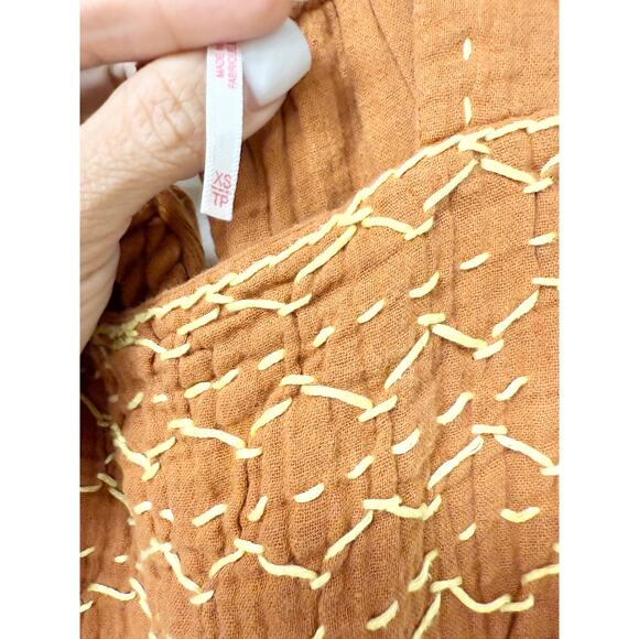 Free People I’m The One Square Neck Tiered A-Line Midi Dress Rust Womens Size XS - Picture 4 of 6